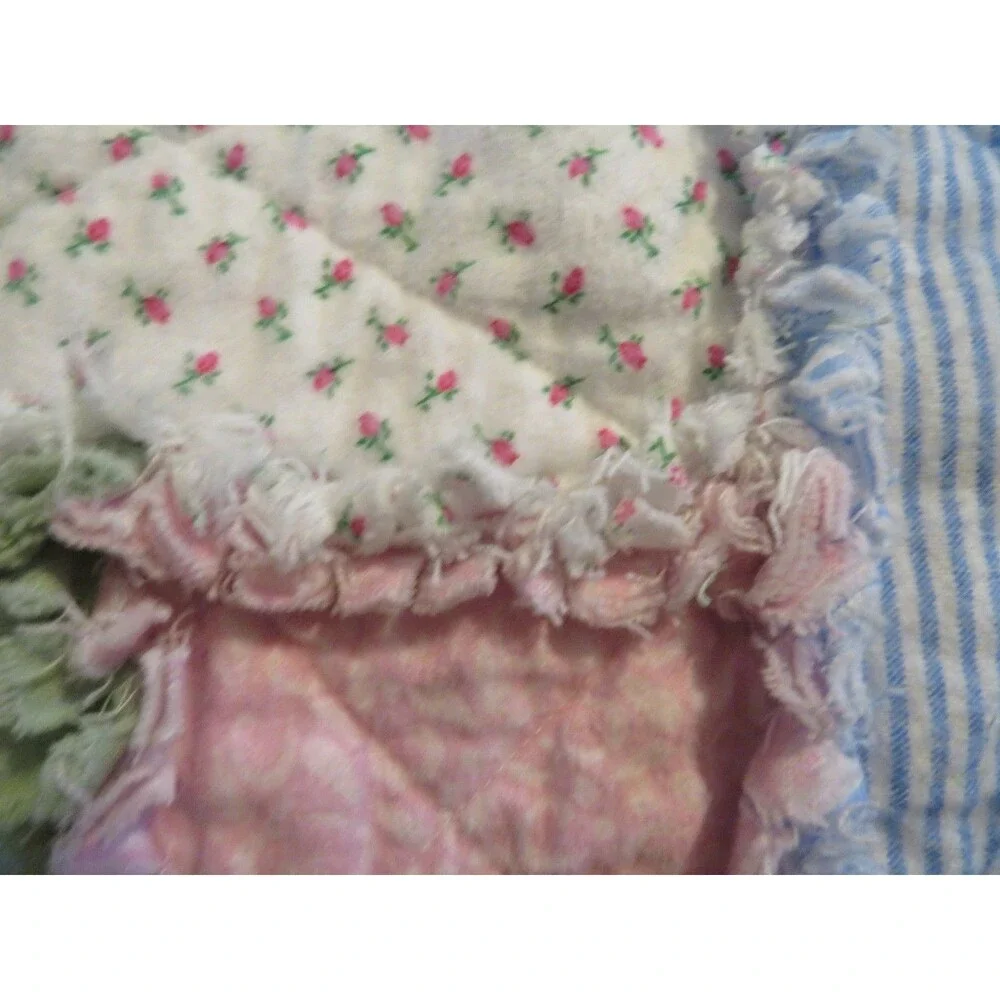 Flannel Rag Quilt With Batting, 50 X 44, Floral Scrappy Rag Quilt Throw